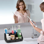 GFWARE Black Toothbrush Holder - 7 Slots Bathroom Organizer Countertop with Drainage Matte Black Electric Toothbrush and Toothpaste Holder for Bathroom Accessories Organization Vanity Sink Storage - Image 2