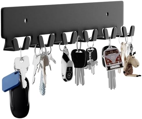 GTK Key Holder for Wall, Key Hooks with 12 Hooks, Wall Mounted Key Holder for Hallway, Self Adhesive Key Rack(Black) by GTK