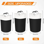 BlissTotes 75L Laundry Basket, Freestanding Collapsible Hamper, Black - Image 2