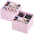 SpaceAid Shoe Organizer for Closet, 2 Pack Foldable Shoe Storage Containers Baskets Boxes Bins w/Adjustable Dividers, Fits 16-32 Pairs, Pink by SpaceAid