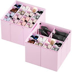 SpaceAid Shoe Organizer for Closet, 2 Pack Foldable Shoe Storage Containers Baskets Boxes Bins w/Adjustable Dividers, Fits 16-32 Pairs, Pink by SpaceAid