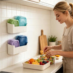 Rainmae 2 Pack Kitchen Cabinet Door Organizer, Lid Organizer Inside Cabinet Wall Mounted Plastic Storage Box Under Sink Door Organizer Lunchbox Lid Container for Kitchen Bathroom Organization - Image 5
