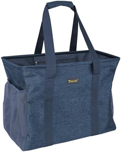 BALEINE Extra Large Utility Tote Bag with Reinforced Wire Frame, Reusable Grocery Bag for Shopping, Picnic (Blue, 16.5''x14''x10'') by BALEINE
