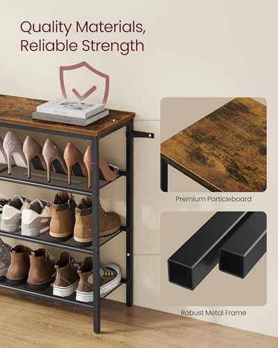 VASAGLE 4-Tier Shoe Rack, 15-20 Pairs, Metal Mesh - Image 6