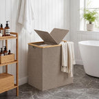efluky Double Laundry Hamper with Lid and 2 Removable Bags, Brown - Image 7