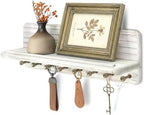 Rebee Vision Key Holder Wall Mount with Shelf Room Decor, Distressed White by REBEEVISION