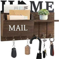 Rustic Wall Key Holder with Shelf & Hooks - Mail Organizer for Entryway | Wooden Key Rack for Keys, Coats, Dog Leash - Brown by DearyHome