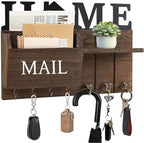 Rustic Wall Key Holder with Shelf & Hooks - Mail Organizer for Entryway | Wooden Key Rack for Keys, Coats, Dog Leash - Brown by DearyHome