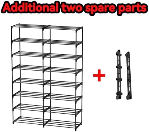 Large Shoe Rack Organizer, 2-Row 8-Tier Tall Shoe Storage Shelf for Closet, Entryway, Garage, Metal Free Standing Shoe Holder for 28-32 Pairs Shoes, Sturdy Stackable Shoe Stand for Bedroom - Image 7