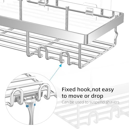 Moforoco 3-Pack Shower Caddy Basket Shelf with Soap Holder, No Drilling Traceless Adhesive Shower Wall Shelves, Rustproof Black Bathroom Shower Storage Organizer - Image 2