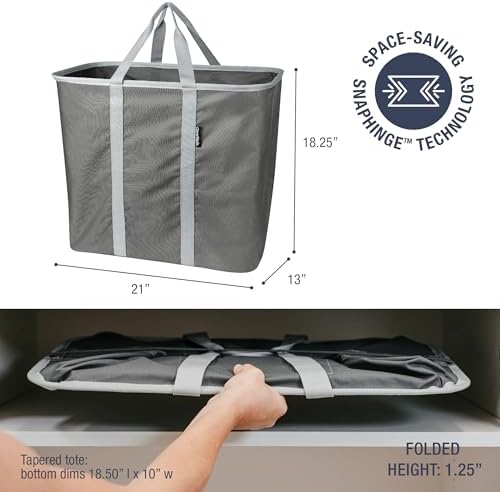 CleverMade Collapsible Laundry Caddy, 64L Pop-Up Hamper, 2 Pack, Charcoal - Image 2