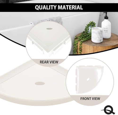 Questech 10" Corner Shower Shelf - Lugged for New Construction, Shower Organizer for Tiled Walls, Corner Caddy Soap Dish Bathroom Storage, Metro Lugged, White Polished - Image 3