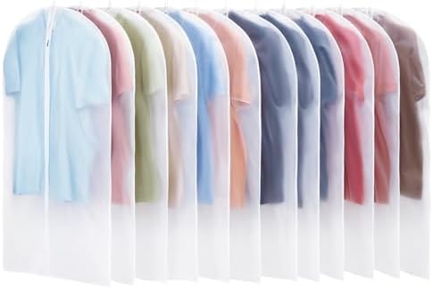 Carbrea 12 Pack Translucent Garment Bags for Hanging Clohes - 24" x 42" by Carbrea