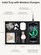 Valet Tray, Built-in Wireless Chargers, PU Leather Nightstand Organizer - Image 5