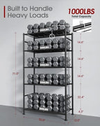 Sakugi Storage Shelves - 5 Tier Shelf Organizer, Heavy Duty Garage Shelving Unit with Leveling Feet, Stable Metal Shelves Organizer for Pantry, Kitchen and Closet, 33.0" W x 12.6" D x 72.0" H, Black - Image 3
