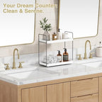 Forbena White Bathroom Organizer Countertop, Kitchen Counter Shelf Organizer for Coffee Bar Station, Makeup Vanity Organizers and Storage, Tiered Sink Tray for Perfurm Skincare (White and Grey) - Image 5