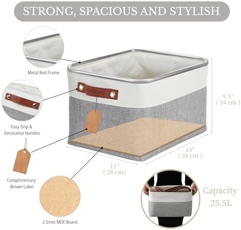 DECOMOMO Storage Bins, Large Fabric Storage Baskets for Shelves 3 Pack - Image 3