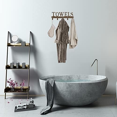 Towel Hooks for Bathroom Over the Door Hooks Wall Mount Rack Holder, Heavy Duty Robe Hooks Hanger for Metal Sandblasted Organizer for Towel Clothes Bag Robe(Coffee) - Image 3