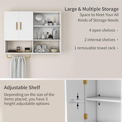 Bathroom Wall Cabinet Wood Large Wall Mounted Medicine Cabinet - Image 3