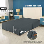 King Bed Skirt, Hides Under-Bed Storage 16 Inch Drop, Pleated, Grey - Image 2