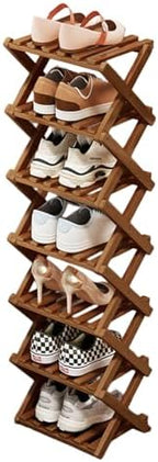 YYW Bamboo Shoe Rack, Foldable Vertical Free Standing Shoe Storage Shelf by YYW