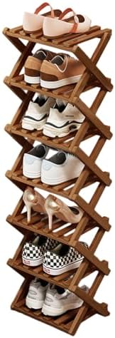 YYW Bamboo Shoe Rack, Foldable Vertical Free Standing Shoe Storage Shelf by YYW