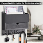 Mail and Key Holder Wall Mount with Storage Drawer & Chalkboard Panel - Image 4