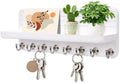 Key Holder for Wall, Mail Organizer Wall Mount with 8 Hooks Wooden Hanging Key Rack for Home Decor, Hallway, Entryway (White) by Unknown