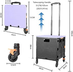 FELICON SELORSS Foldable Utility Cart Folding Portable Rolling Crate-Purple - Image 7