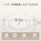 LAMU 4 Pack Lazy Susan Organizer, 9'' Clear Lazy Susan Turntable for Cabinet, Fridge, Kitchen, Pantry, Countertop, Table Top, Refrigerator Organizers and Storage, Seasoning and Spice Organizer - Image 2