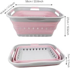 SAMMART 42L (11 gallon) Collapsible Plastic Laundry Basket - Foldable Pop Up Storage Container/Organizer - Portable Washing Tub - Space Saving Hamper/Basket (Grey/Pale Pink) - Image 2