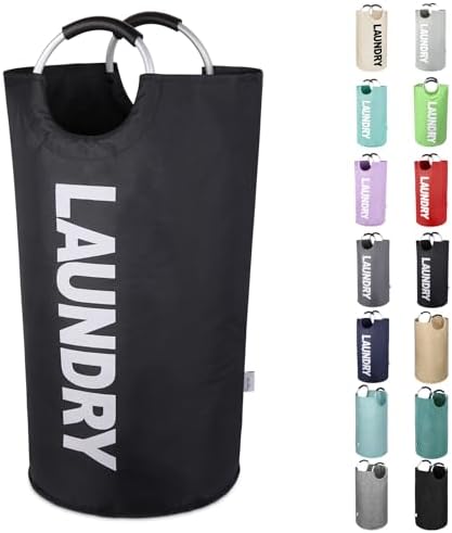 Large Laundry Basket, Laundry Hamper Bag with Handles, 95L, Black by SweetMemoLiving