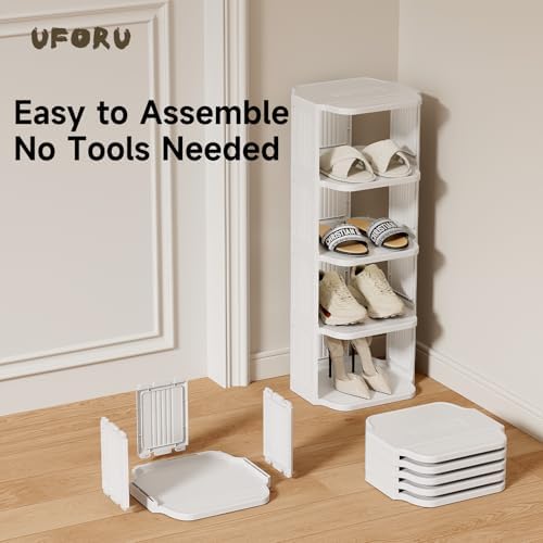 UFORU 7-Tier Small Vertical Shoe Rack,Plastic Shoe Organizer,Narrow Spaces - Image 5