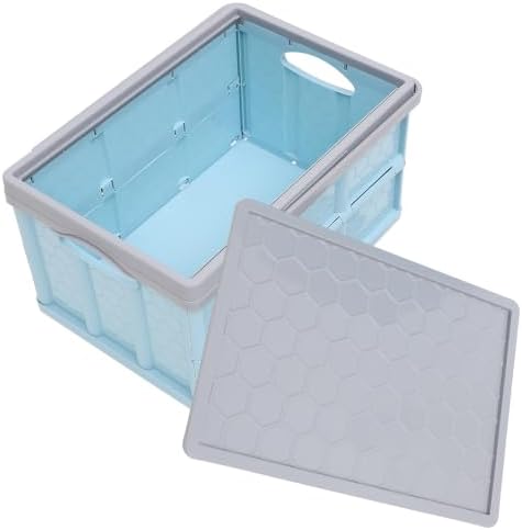 Collapsible Storage Bins with Lids, Folding Plastic Stackable Utility Crates 30L, Plastic Tote Storage Box Container Stackable Folding Utility Crates for Clothes Books Snack Shoe and Grocery Storage - Image 7
