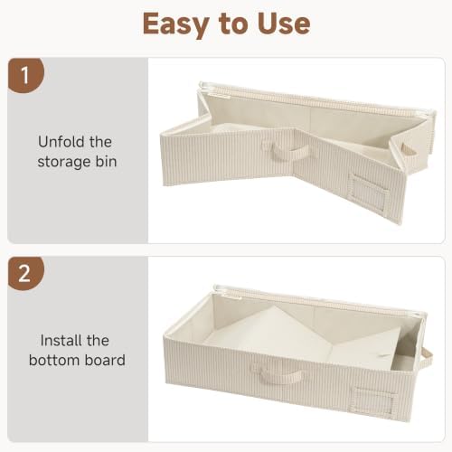 StorageWorks 5 Inch Low Profile Under Bed Storage Containers with Clear Lid | Reinforced Structure, Resists Sagging, Handles & Label Holder, Foldable Stackable Closet Storage for Clothes, Blankets, Toys - Image 7