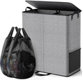 155L 2 Section Laundry Hamper with Lid, Laundry Basket, Gray by Unknown