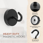 Neosmuk Magnetic Hooks Steel Tube Design for Cruise,100lb+ Black,10 Pack - Image 5