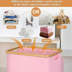 IEGrow Laundry Basket with Wheels 110L Clothes Hamper for Laundry,Pink - Image 3