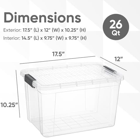 Superio 26.5 Quart Clear Plastic Storage Boxes with Lids, Stackable Organizer Containers, BPA-Free Storage Bins for Home, Office, School & Dorm, 1 Pack - Image 2