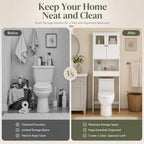 Bonnlo Over the Toilet Storage Cabinet with Adjustable Shelf White Bathroom Floor Organizer Space Saver with Double Doors, 67" Height - Image 4