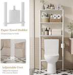 Over The Toilet Storage, Freestanding 3-Tier Bamboo Bathroom Shelves, Above Toilet Organizer for Home Washroom, Bathroom Decor (White) - Image 4