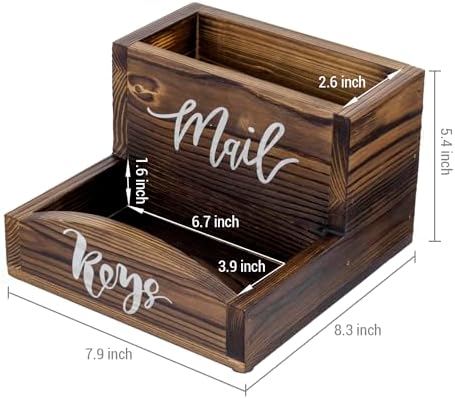 MyGift Burnt Wood Entryway Mail Organizer with Key Storage Tray - Image 5