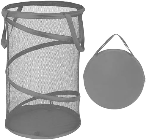 BATTOO Collapsible Laundry Baskets, Foldable Mesh Pop Up Hamper, Portable Laundry Basket Hamper with Handles for Laundry, Bathroom, Kids Room, College Dorm, Travel, Storage Organizer Grey by BATTOO