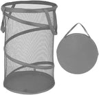 BATTOO Collapsible Laundry Baskets, Foldable Mesh Pop Up Hamper, Portable Laundry Basket Hamper with Handles for Laundry, Bathroom, Kids Room, College Dorm, Travel, Storage Organizer Grey by BATTOO