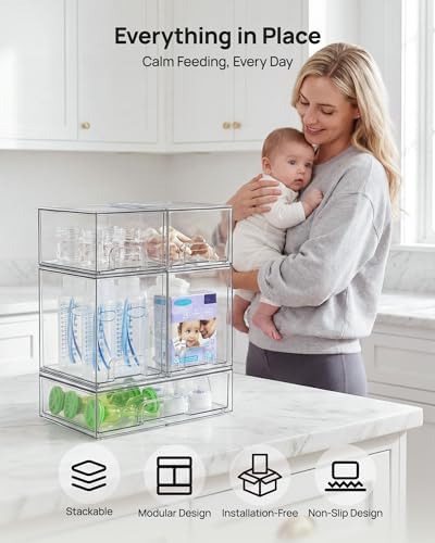 Vtopmart Clear Stackable Storage Drawers Set of 7, Plastic Organizer Bins - Image 4