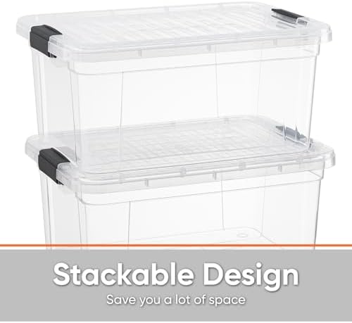 Superio 21 Quart Clear Plastic Storage Boxes with Lids, Stackable Organizer Containers, BPA-Free Storage Bins for Home, Office, School & Dorm, 8 Pack - Image 3