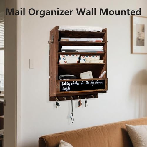 Rustic wall mail organizer,Key and Mail File Holder for Wall Mount - Image 4