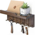 Rebee Vision Key Holder Wall Mount with Shelf for Room Decor, Rustic Brown by REBEEVISION