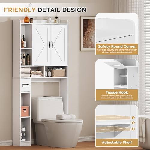 Over the Toilet Storage Cabinet, 31”W Bathroom Organizer - Image 3