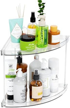 Yieach Clear Corner Bathroom Counter Organizer,2Tier Tiered Countertop Corner Shelf for Perfume,Beauty Products,Makeup Organizer,Skincare Organizers,Vanity Storage Tray for Bedroom,Bathroom Sink Shelf by Yieach